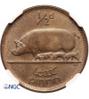 Ireland, Free State. 1/2 Penny 1928, sow with pigles, London Mint - NGC MS 66 BN Top Pop!!