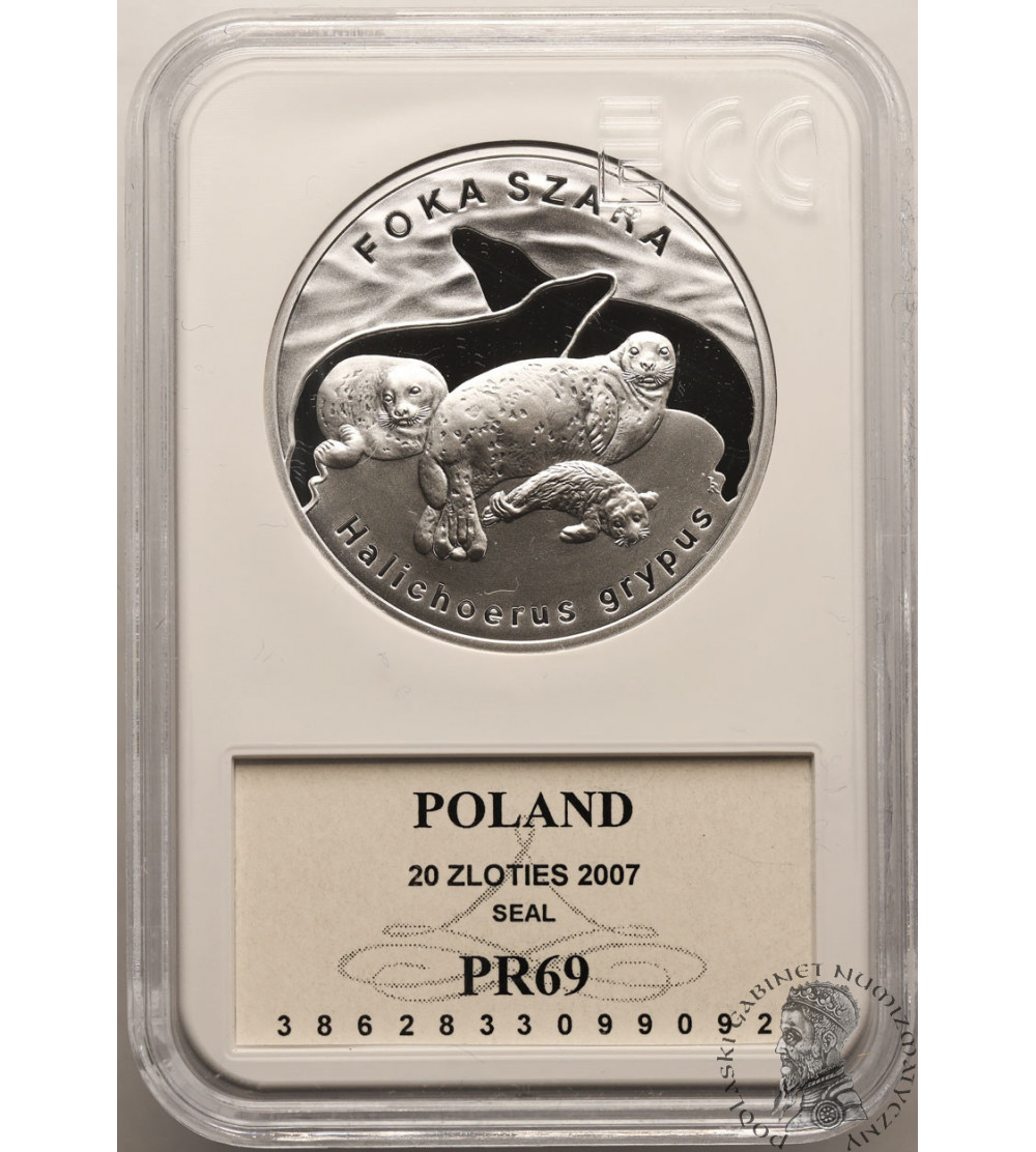 Poland. 20 Zlotych 2007, Grey seal - Proof GCN ECC PR 69