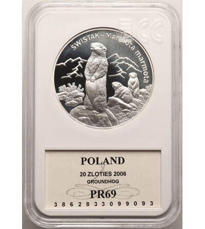 Poland. 20 Zlotych 2006, Marmot - Proof GCN ECC PR 69