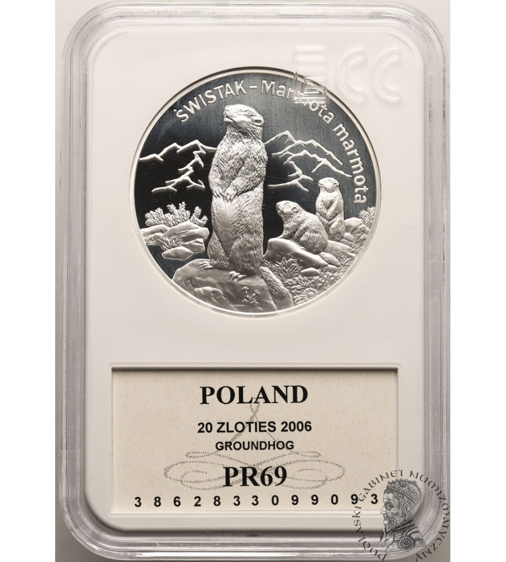 Poland. 20 Zlotych 2006, Marmot - Proof GCN ECC PR 69