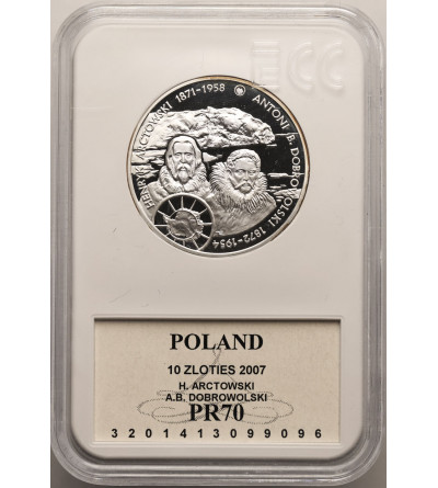Poland. 10 Zlotych 2007, Henryk Arctowski and Antoni B. Dobrowolski - Proof GCN ECC PR 70