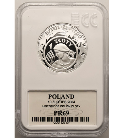 Poland. 10 Zlotych 2004, History of Polish Zloty - Proof GCN ECC PR 69