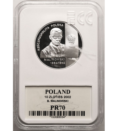 Poland. 10 Zlotych 2002, Bronislaw Malinowski - Proof GCN ECC PR 70