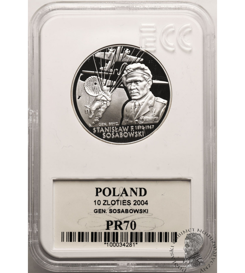 Poland. 10 Zlotych 2004, Gen. Stanislaw Sosabowski - Proof GCN ECC PR 70