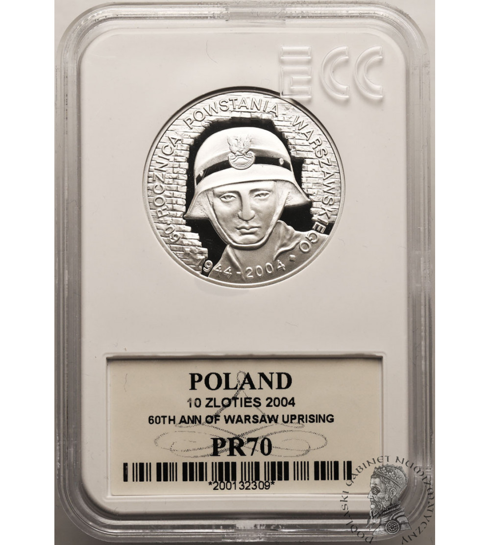 Poland. 10 Zlotych 2004, Warsaw Uprising 60th Anniversary - Proof GCN ECC PR 70