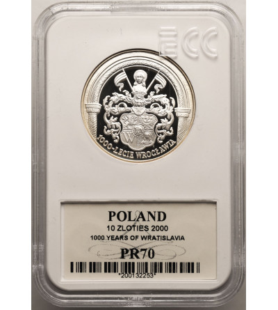 Poland. 10 Zlotych 2000, 1000 Years of Wroclaw - Proof GCN ECC PR 70