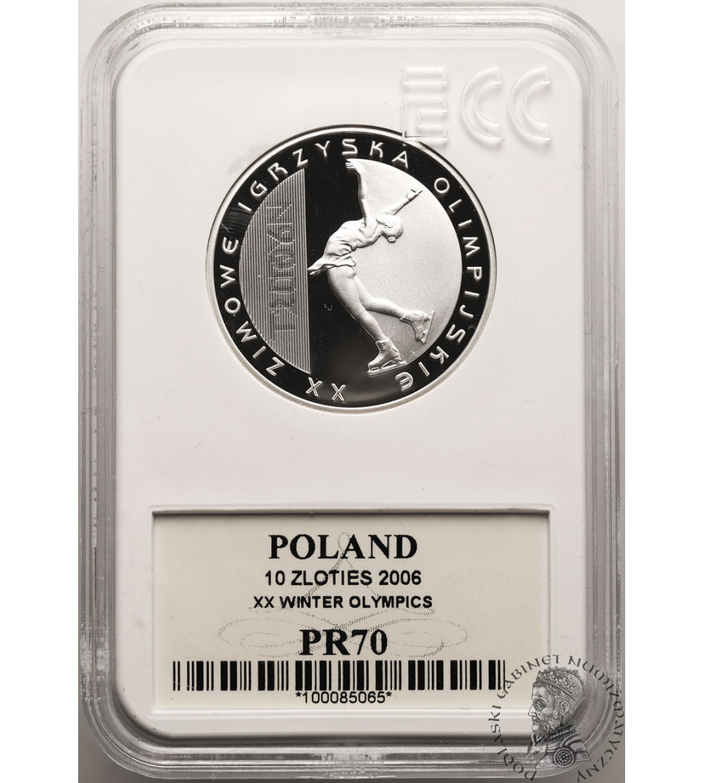 Poland. 10 Zlotych 2006, XX Winter Olympics Turyn - Proof GCN ECC PR 70