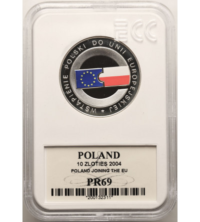 Poland. 10 Zlotych 2004, Poland Joining the European Union - Proof GCN ECC PR 69