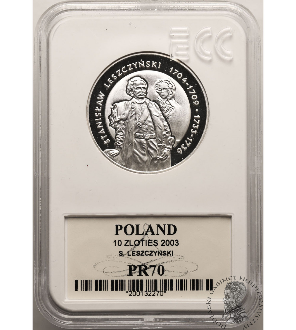 Polska. 10 złotych 2003, Stanisław Leszczyński - półpostać - GCN ECC PR 70