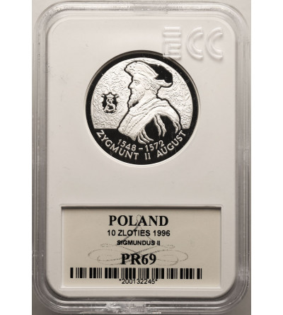Poland. 10 Zlotych 1996, Sigismund II Augustus - bust - Proof GCN ECC PR 69