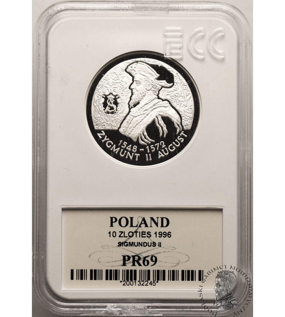 Poland. 10 Zlotych 1996, Sigismund II Augustus - bust - Proof GCN ECC PR 69