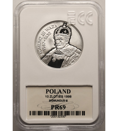 Poland. 10 Zlotych 1998, Sigismund III Vasa - bust - Proof GCN ECC PR 69