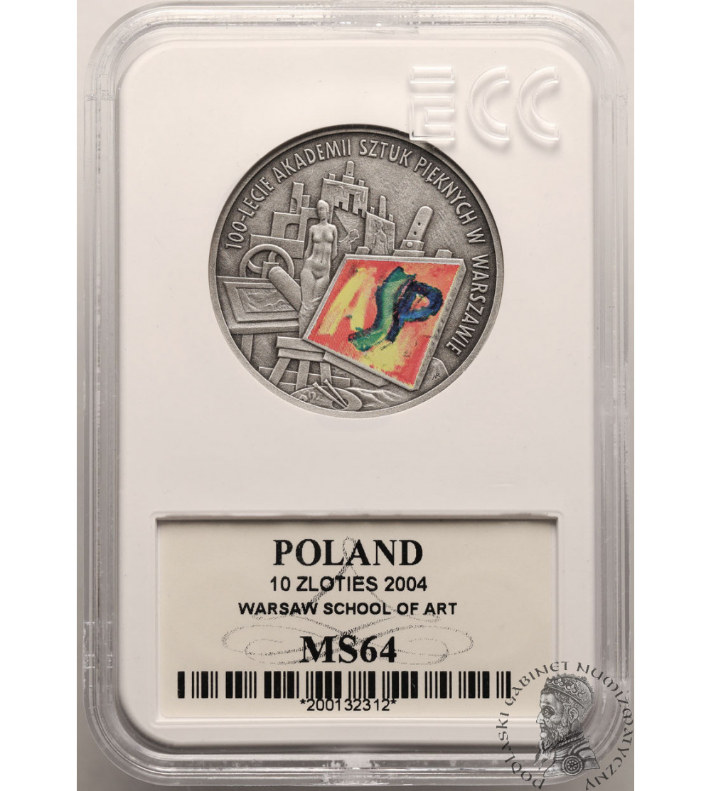 Polska. 10 złotych 2004, 100-lecie Akademii Sztuk Pięknych - GCN ECC MS 64