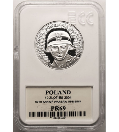 Polska.10 złotych 2004, 60 rocznica Powstania Warszawskiego - GCN ECC PR 69