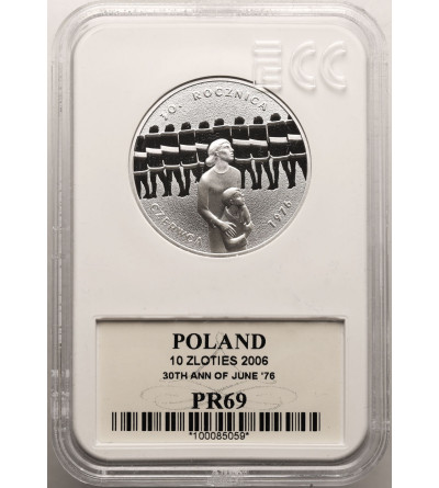 Poland. 10 Zlotych 2006, 30th Anniversary of June '76 - Proof GCN ECC PR 69