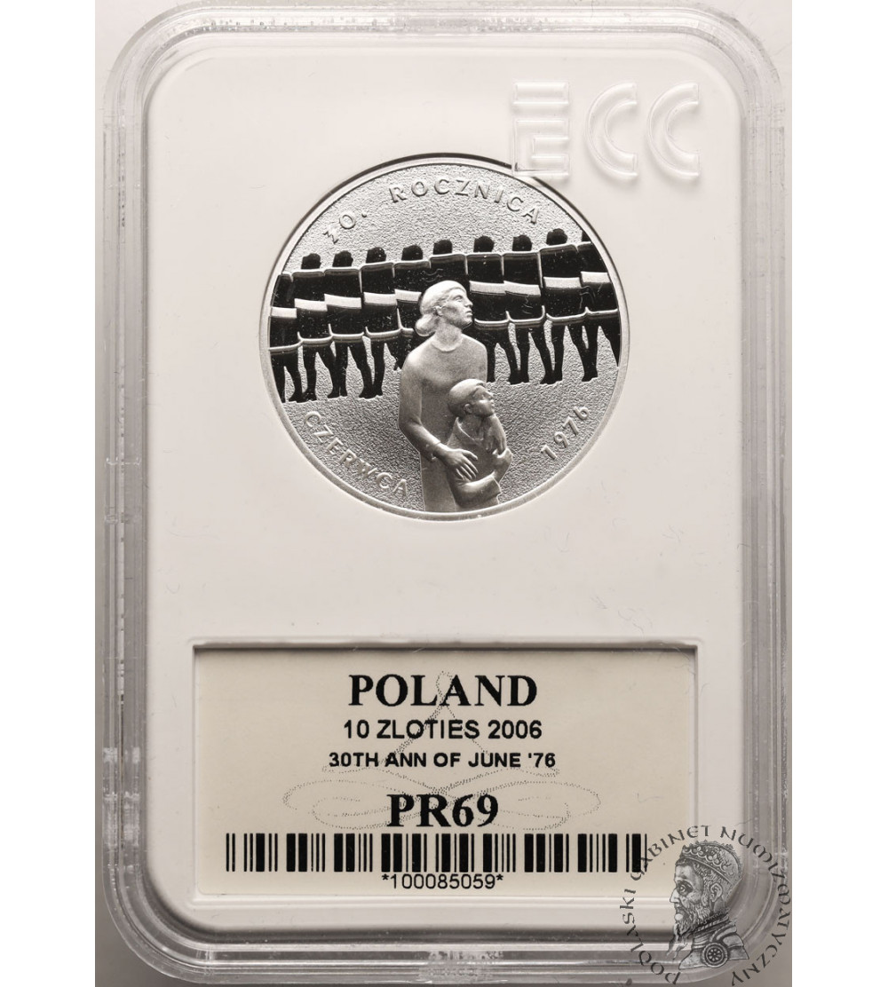 Poland. 10 Zlotych 2006, 30th Anniversary of June '76 - Proof GCN ECC PR 69