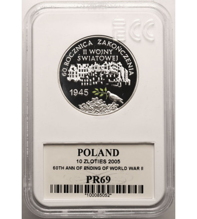 Poland. 10 Zlotych 2005, 60th anniversary of the end of World War II - Proof GCN ECC PR 69
