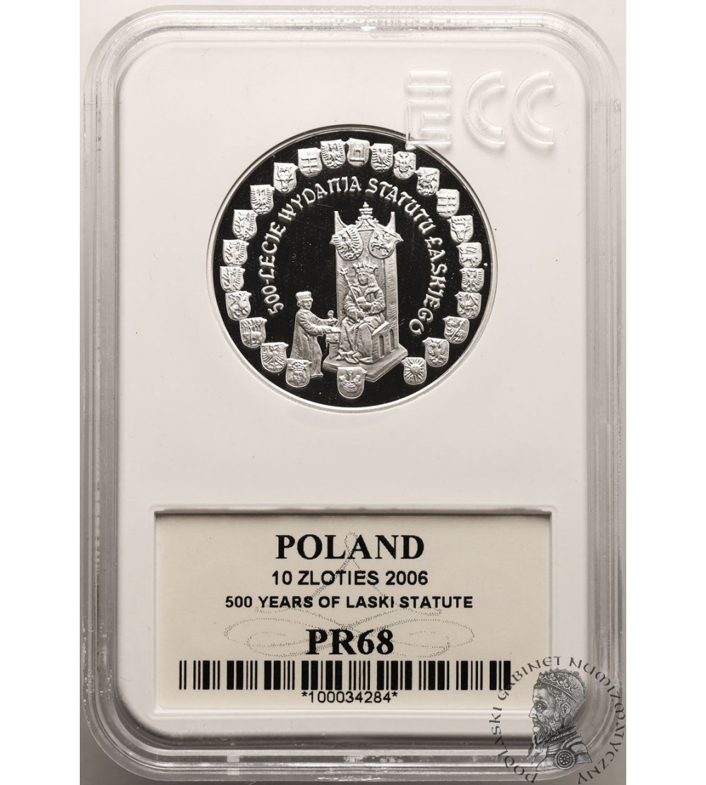 Poland. 10 Zlotych 2006, 500th anniversary of the issuance of the Statute of Łaski - Proof GCN ECC PR 68