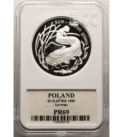 Poland. 20 Zlotych 1995, Catfish (Silurus glanis) - Proof GCN ECC PR 69