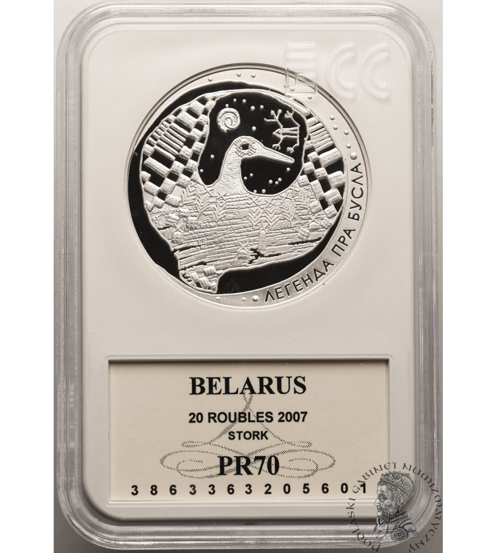 Belarus. 20 Roubles 2007, Stork (Legend of the Stork) - Proof GCN ECC PR 70