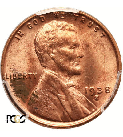 USA. Lincoln Cent 1938 S, San Francisco - PCGS MS 64 RD