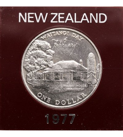 Nowa Zelandia. 1 dolar 1977, Srebrny Jubileusz Królowej i Dzień Waitangi