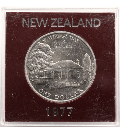 Nowa Zelandia. 1 dolar 1977, Srebrny Jubileusz Królowej i Dzień Waitangi