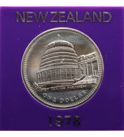Nowa Zelandia. 1 dolar 1978, 25 rocznica koronacji Elżbiety II i otwarcia budynku parlamentu