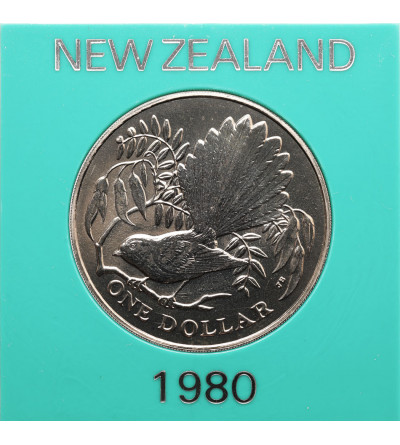 New Zealand. 1 Dollar 1980, Fantail Bird, Series: Native Birds Series