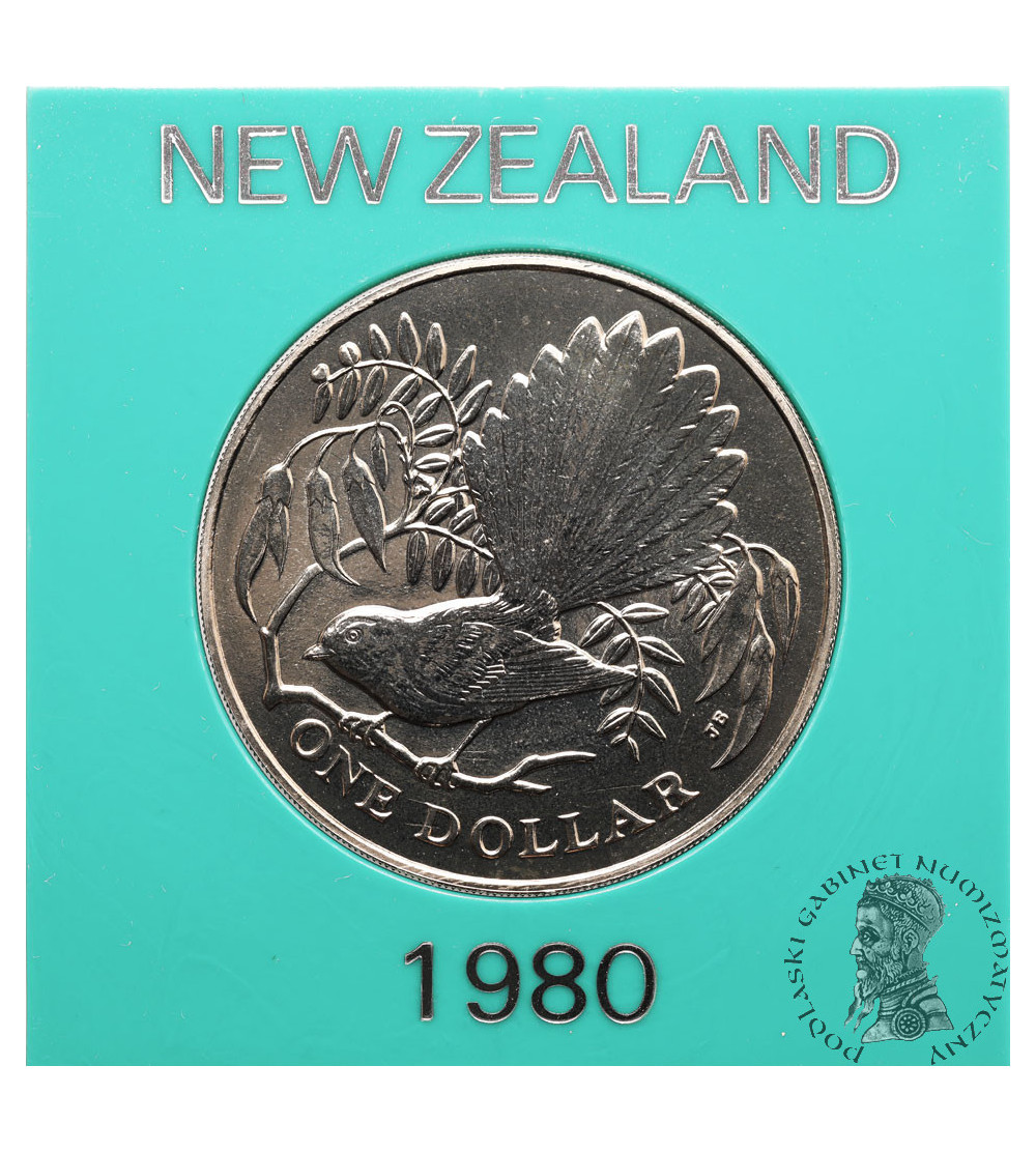 New Zealand. 1 Dollar 1980, Fantail Bird, Series: Native Birds Series