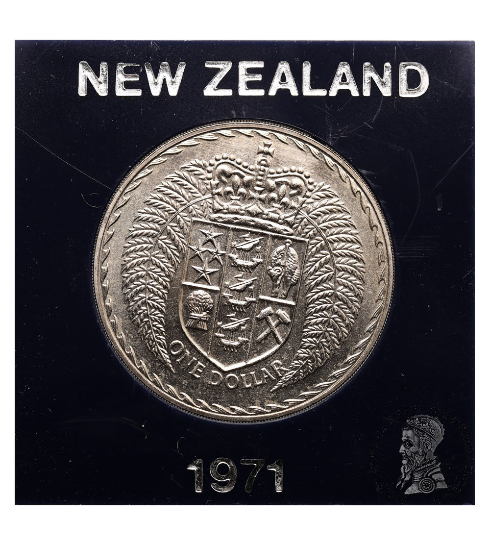 Nowa Zelandia. 1 dolar 1971, Wprowadzenie waluty dziesiętnej, Seria: Tarcza Herbowa