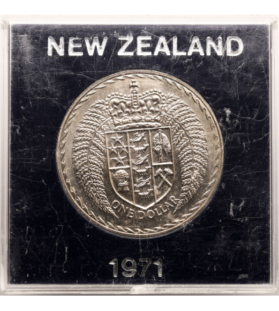 New Zealand. 1 Dollar 1971, Introduction of decimal currency, Series: Shield of Arms