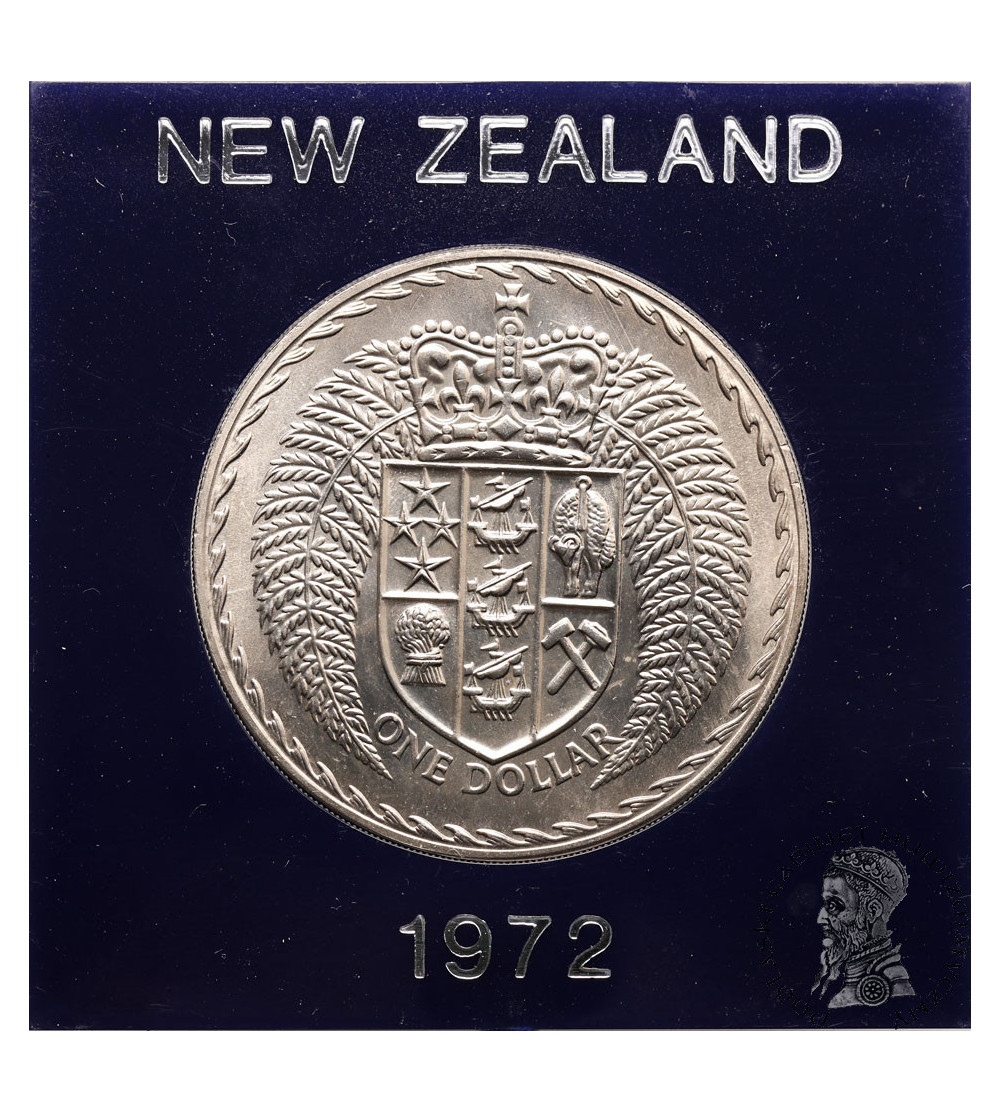 New Zealand. 1 Dollar 1972, Introduction of decimal currency, Series: Shield of Arms