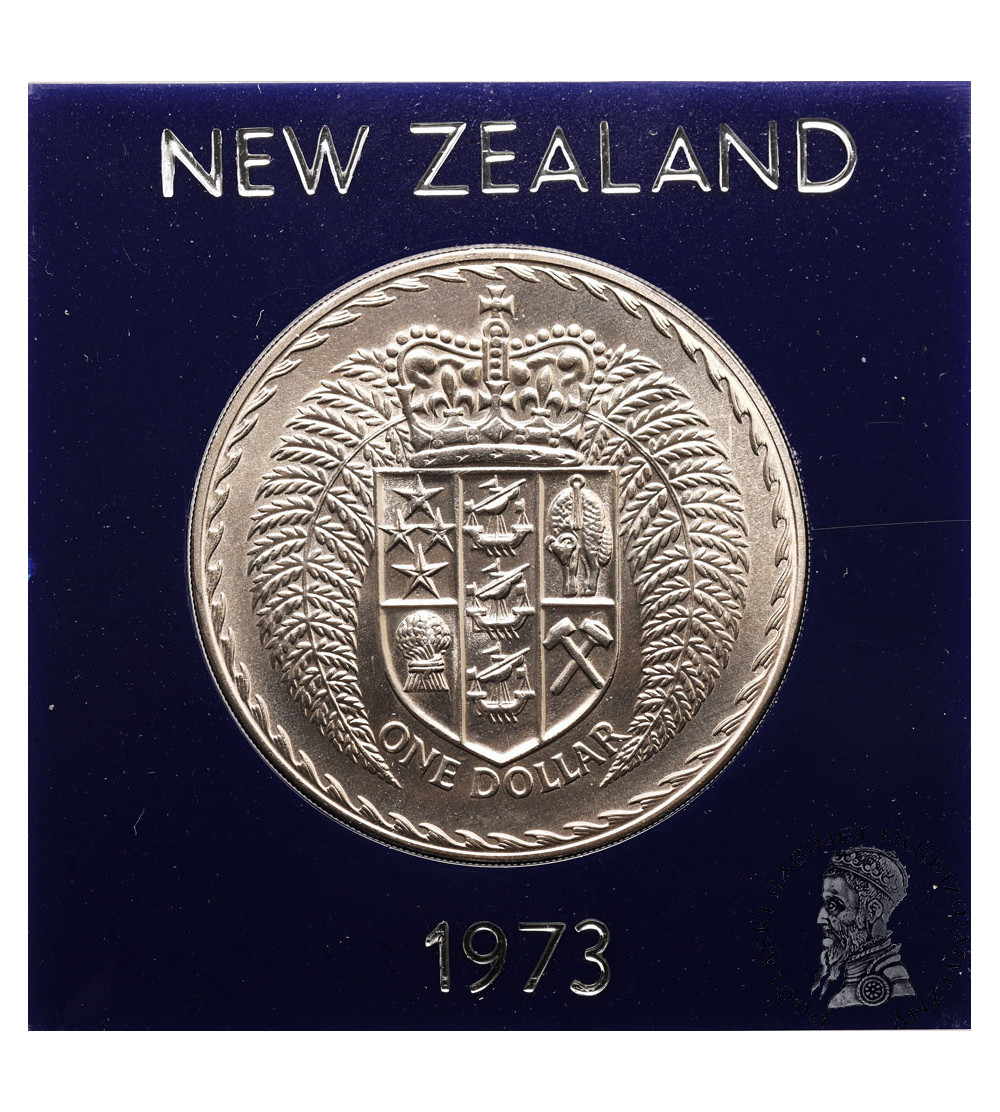 New Zealand. 1 Dollar 1973, Introduction of decimal currency, Series: Shield of Arms