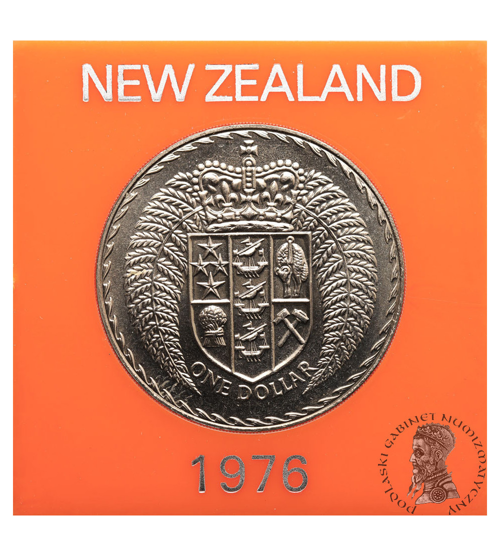 New Zealand. 1 Dollar 1976, Introduction of decimal currency, Series: Shield of Arms