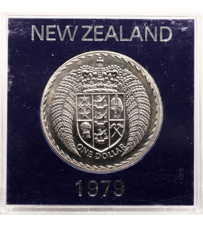 New Zealand. 1 Dollar 1979, Introduction of decimal currency, Series: Shield of Arms