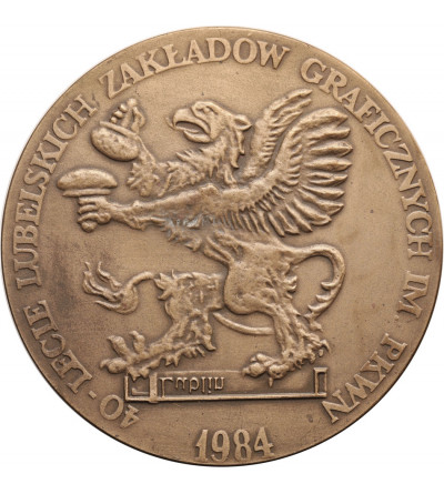 Polska, PRL (1952–1989). Medal 1984, 40 Lat Lubelskich Zakładów Graficznych