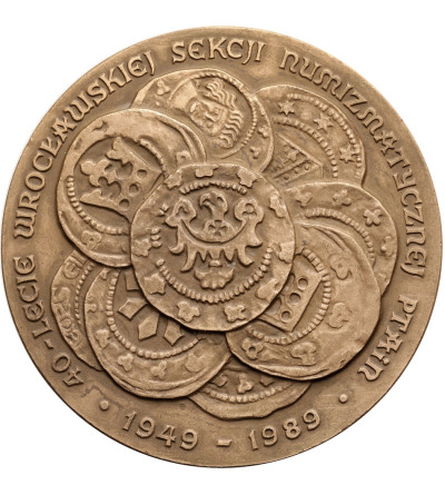 Polska, PRL (1952–1989). Medal 1988, 40-lecie Wrocławskiej Sekcji Numizmatycznej PTAiN, prof. dr Marian Haisig