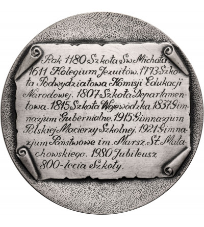 Poland, PRL (1952-1989), Plock. Medal 1980, 800th anniversary of St. Malachowski High School