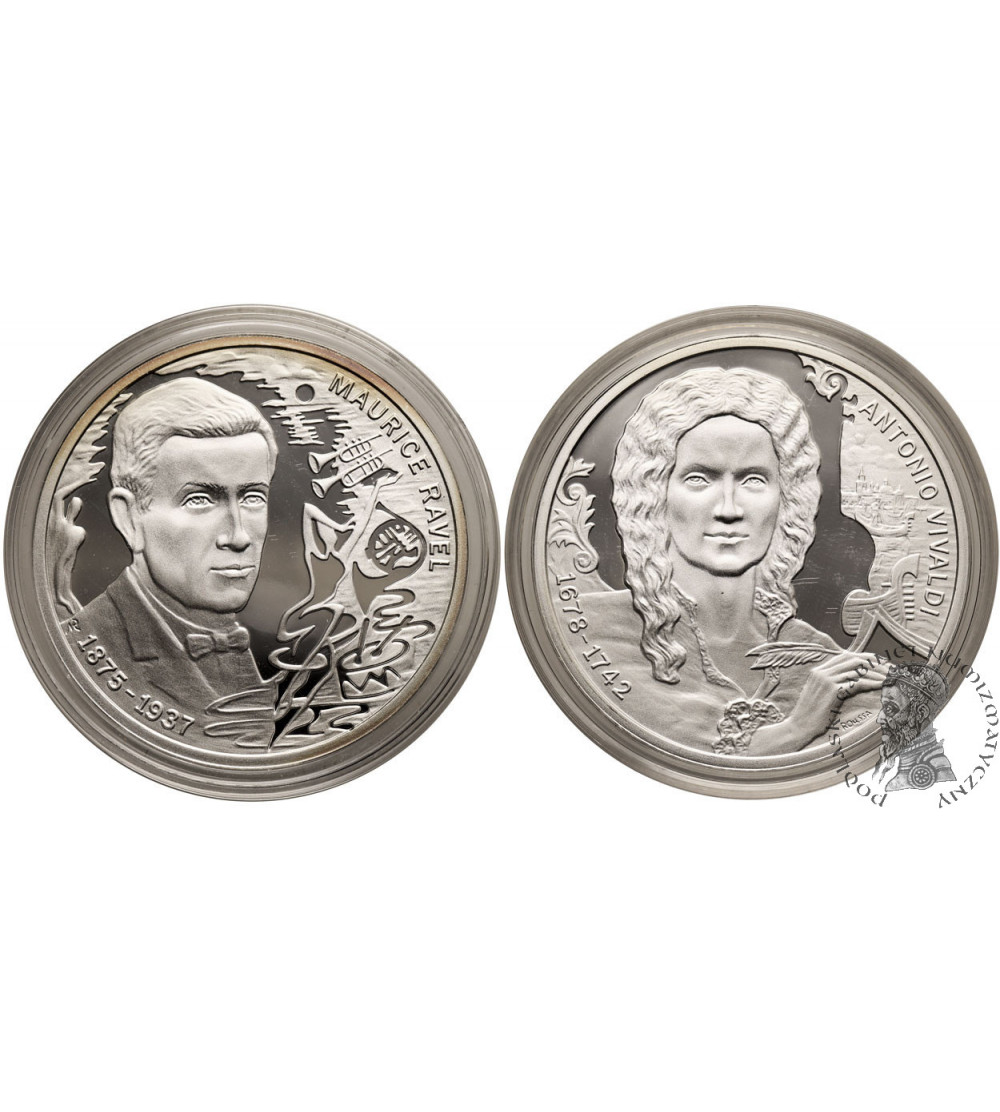 Poland. Set of two medals: Maurice Ravel and Antonio Vivaldi - Silver Proof