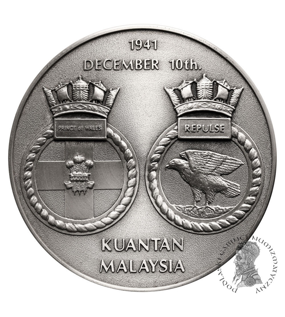 Great Britain. 1991 Medallion commemorating the sinking of HMS Prince of Wales and HMS Repulse on 10.12.1941