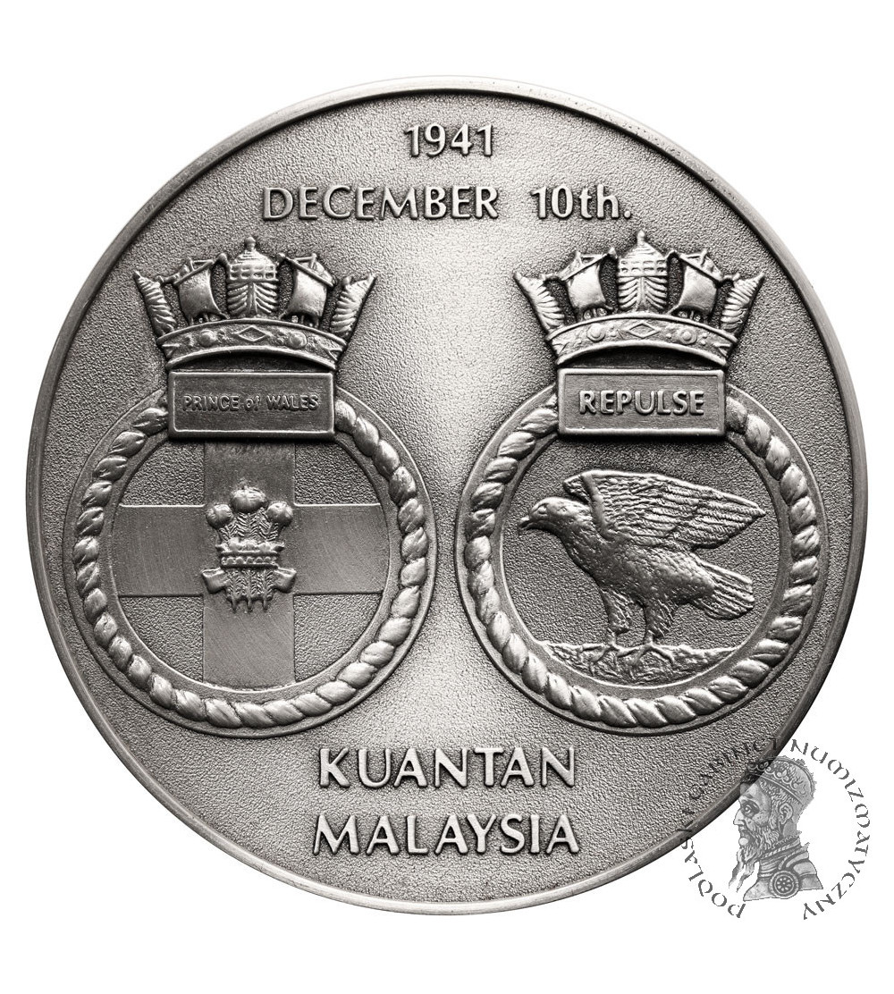 Wielka Brytania. Medal 1991 upamiętniający zatopienie HMS Prince of Wales i HMS Repulse 10.12.1941