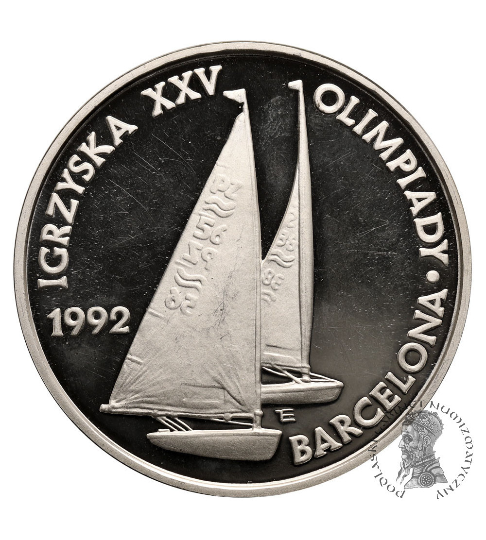 Poland. 200000 Zlotych 1991, Barcelona 1992 - XXV Olympics, sailboats, Silver Proof