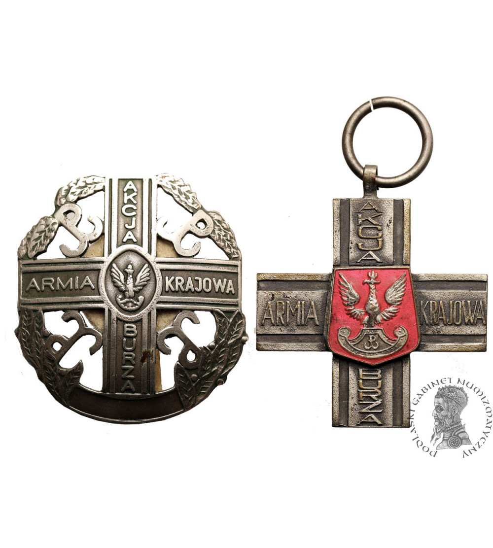 Poland. Cross + Badge Set Akcja Burza Armia Krajowa, (Operation Tempest Home Army)
