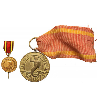Polska. Zestaw Medal za Warszawę i miniaturka tego medalu