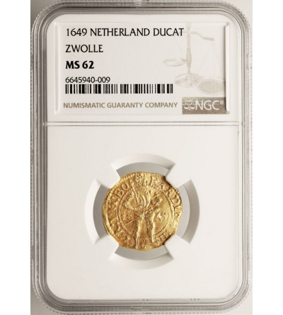 Niderlandy, miasto Zwolle. Dukat (Gouden Dukaat) 1649, Zwolle, z tytulaturą FARDINA III - NGC MS 62