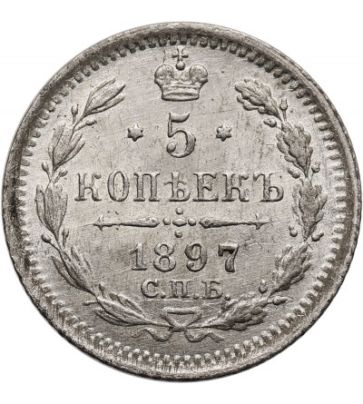 Russia, Nicholas II 1894-1917. 5 Kopeks 1897 СПБ-АГ, St. Petersburg