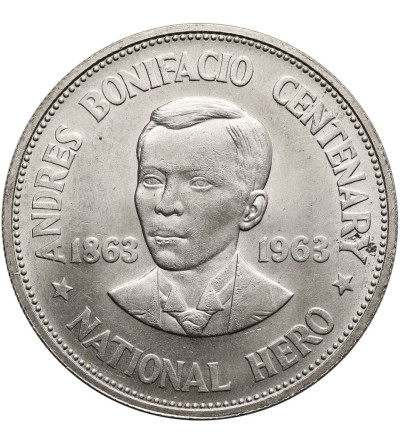 Philippines. 1 Peso 1963, 100th Anniversary Birthof Dr Andreas Bonifacio