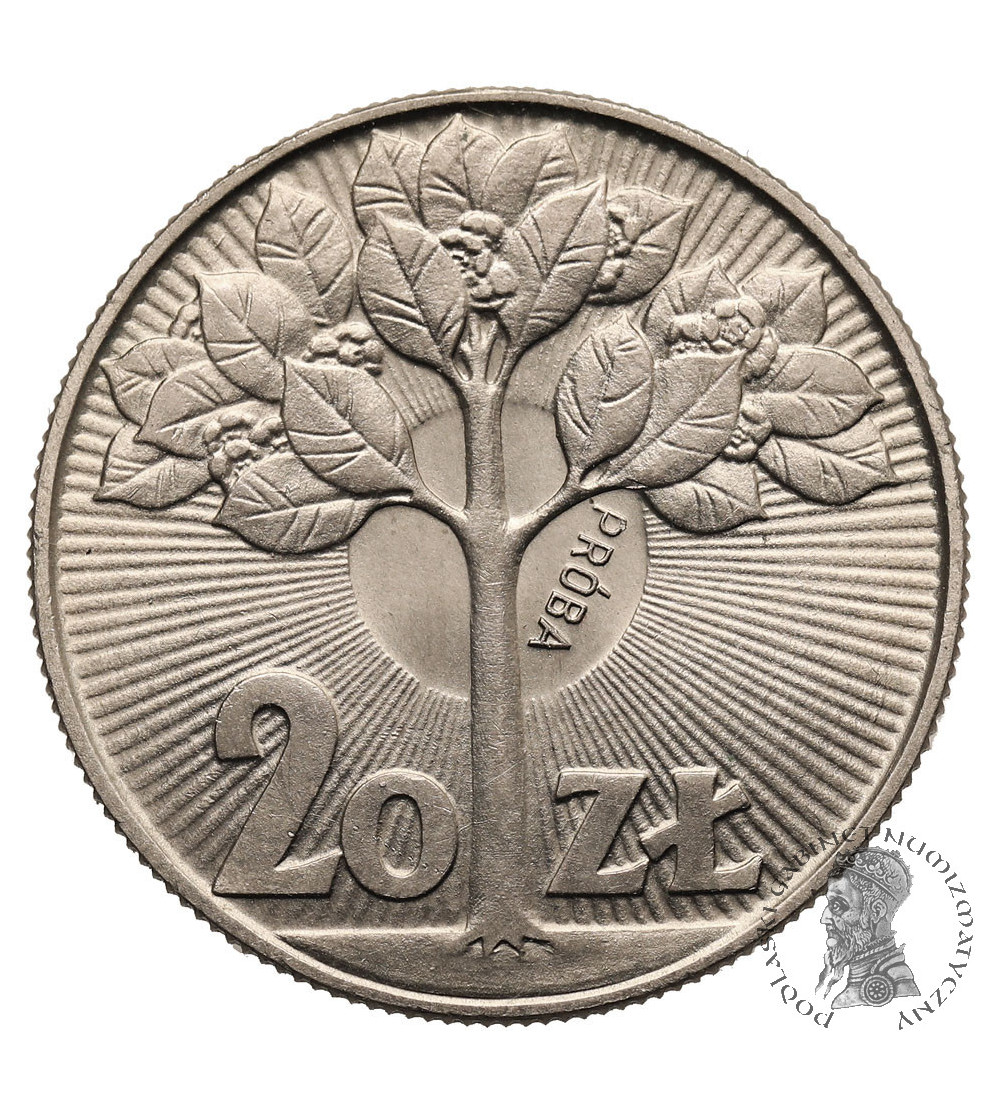 Polska, PRL. 20 złotych 1973, drzewo - próba