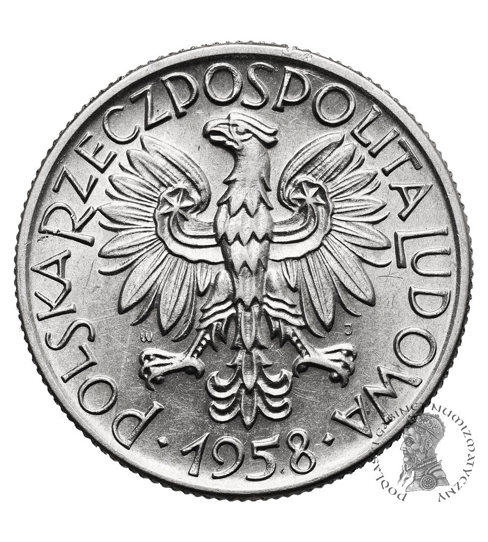 Polska, PRL. 5 złotych 1958, rybak - wąska / cienka cyfra 8